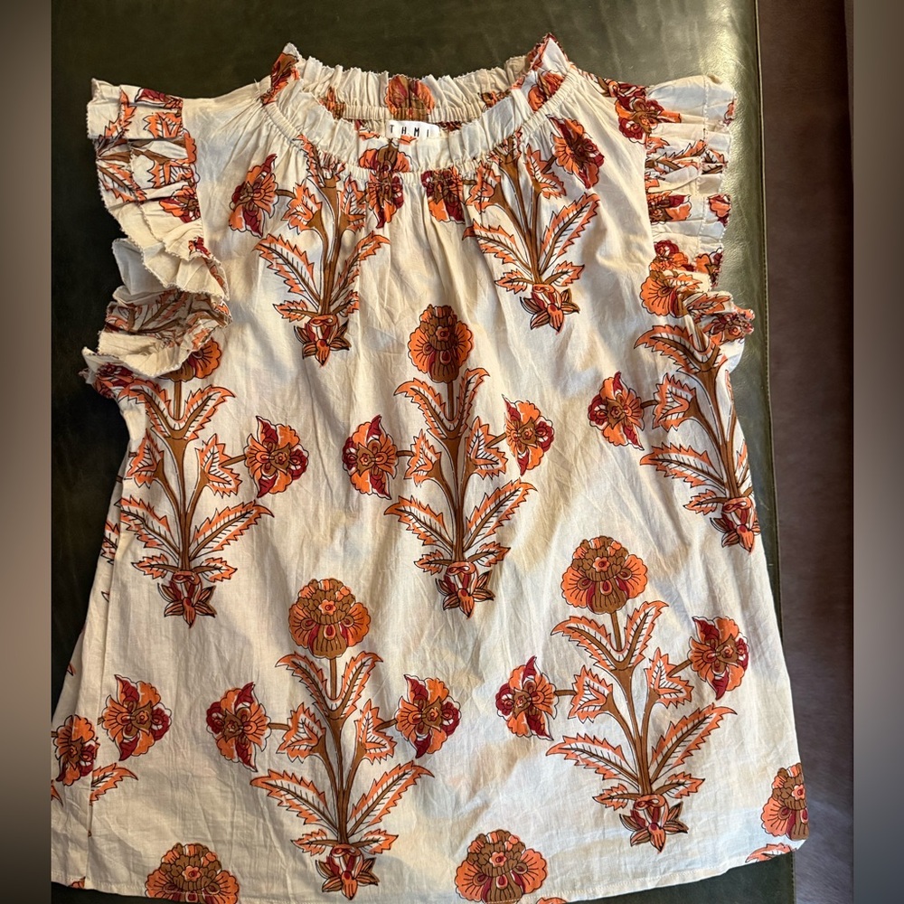 Floral Orange and White Women's Top
